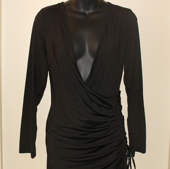 Dresses & Skirts - Sexy Black Lace Up Surplice Dress SZ18-$FIRM PRICE